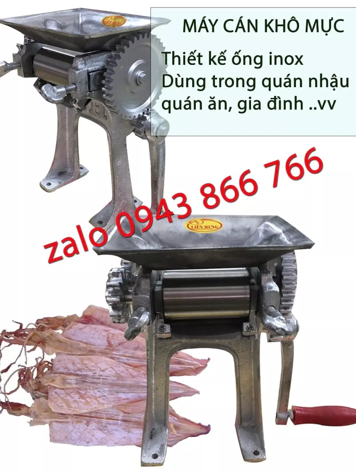 Máy cán khô mực loại nhỏ trục dài 75mm