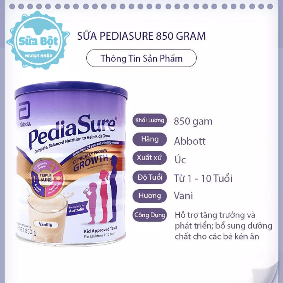 Sử dụng sữa Pediasure Úc giúp trẻ tăng trưởng và phát triển toàn diện