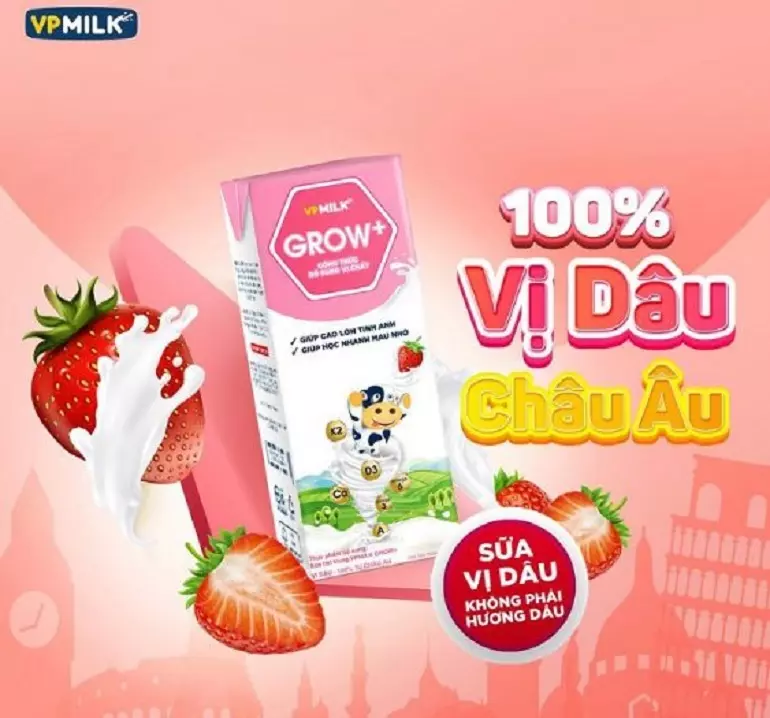 Sữa tươi tiệt trùng VPMilk Grow+ vị dâu