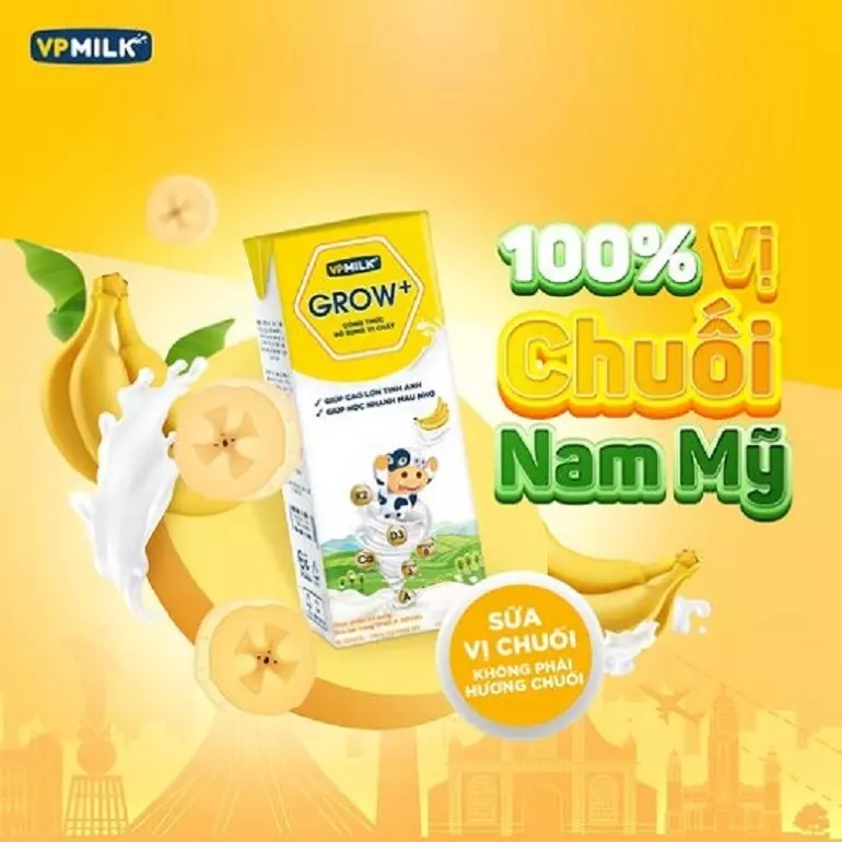 Sữa tươi tiệt trùng VPMilk Grow+ vị chuối