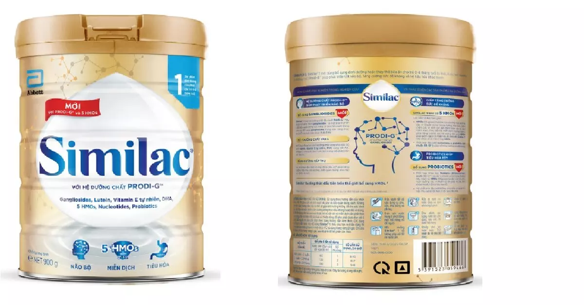 Sữa Similac 5G số 1 hộp 900g dành cho bé từ 0-6 tháng tuổi.