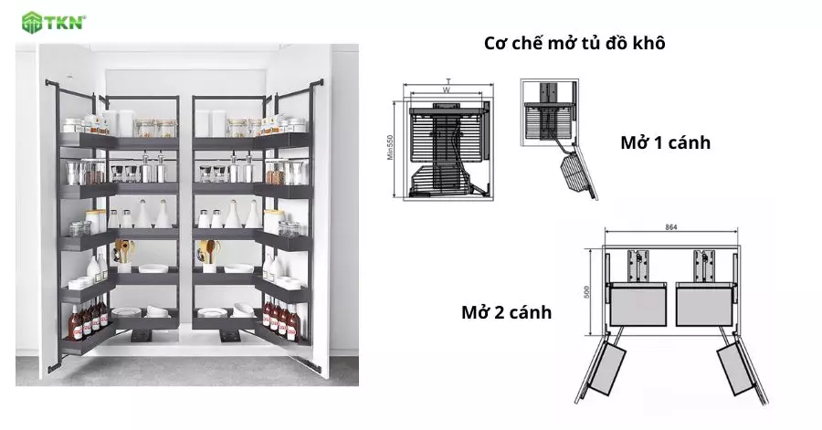 Tủ đồ khô dạng mở cánh