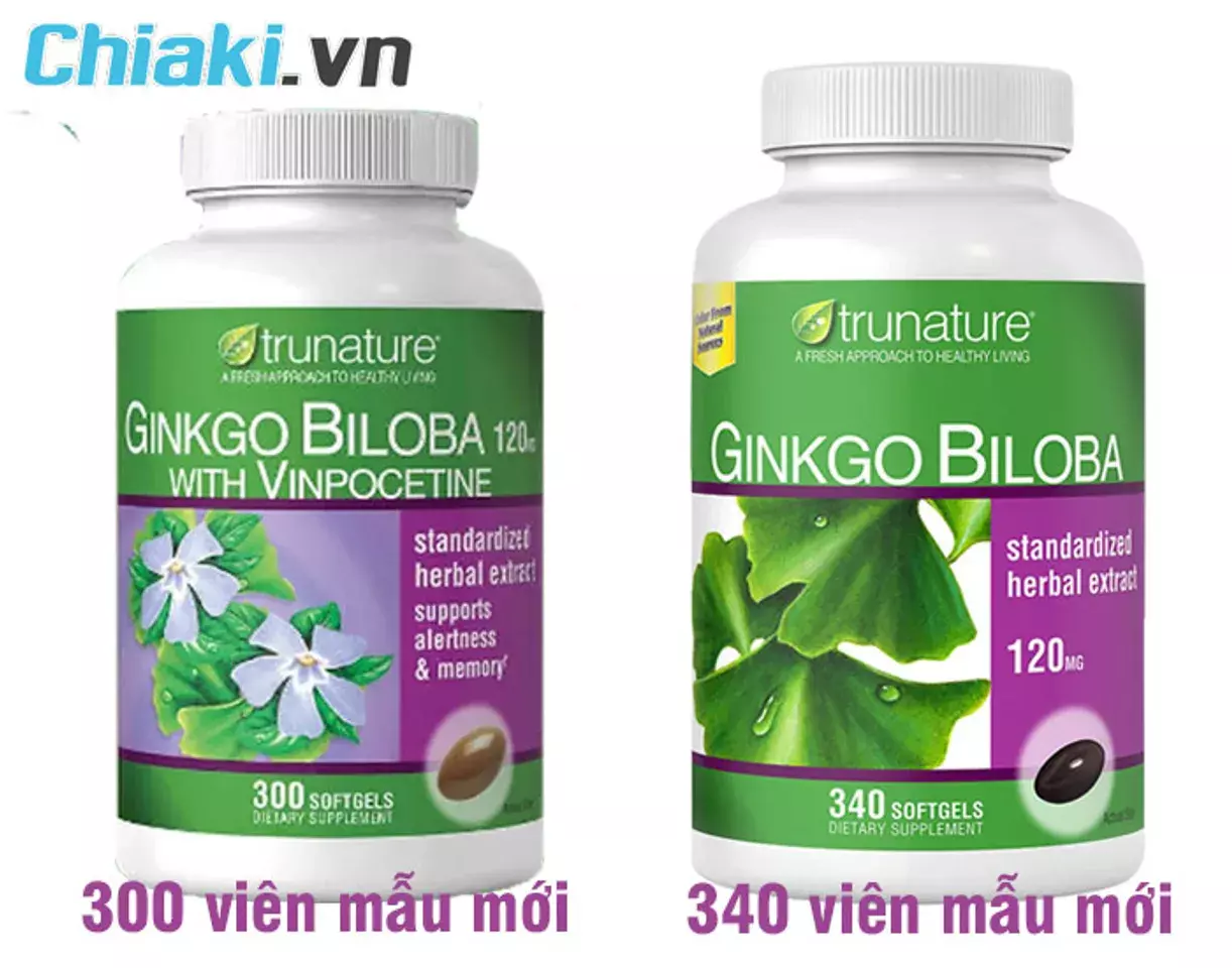 Viên uống ginkgo biloba 120mg Trunature của Mỹ