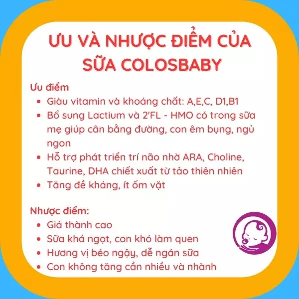 Ưu và nhược điểm của sữa Colosbaby