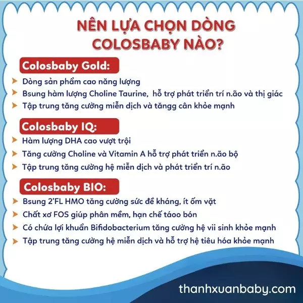 Nên chọn dòng sữa colosbaby nào cho con