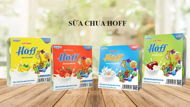 Sữa chua Hoff hiện có 4 vị: tự nhiên, táo, chuối, dâu