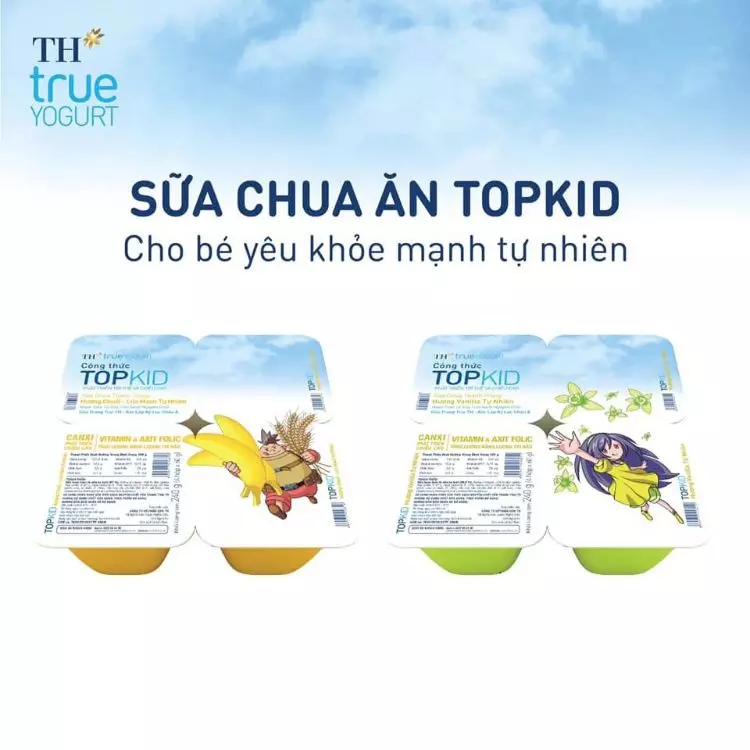 Sữa chua thanh trùng TOPKID được bán dạng vỉ 4 hộp