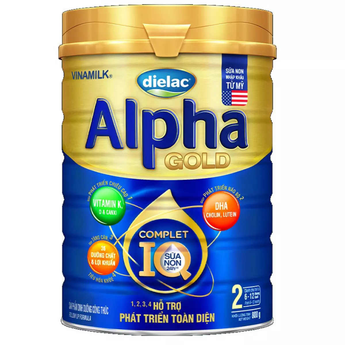 sữa dielac alpha gold số 2 lon 900g cho trẻn 6-12 tháng tuối