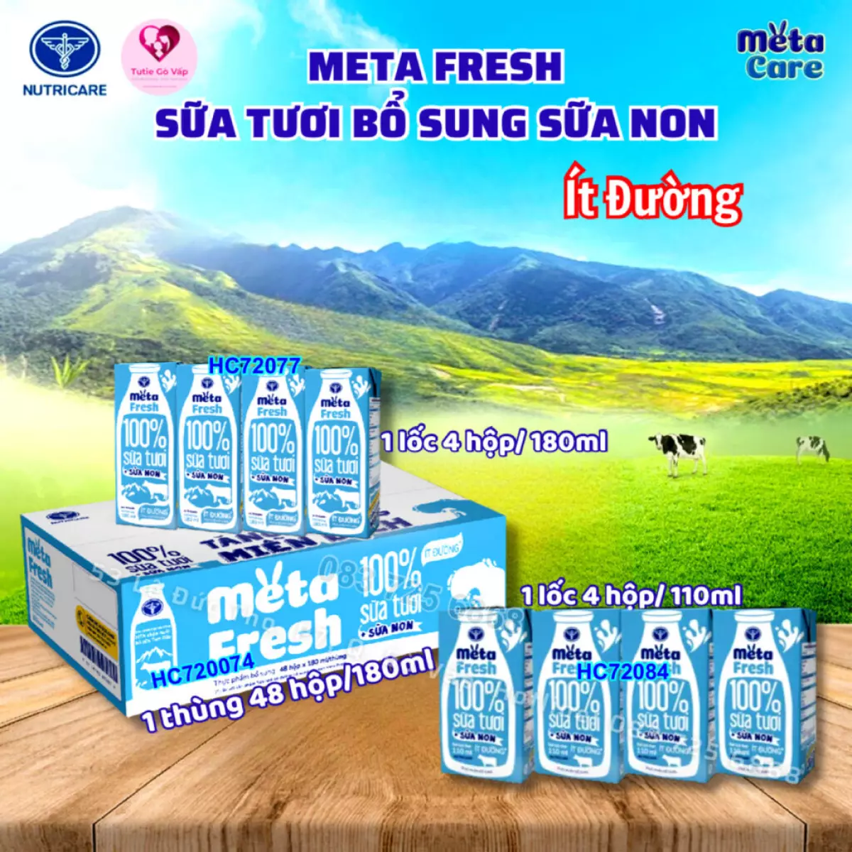 Nutricare Meta Fresh sữa tươi bổ sung sữa non ít đường cho trẻ