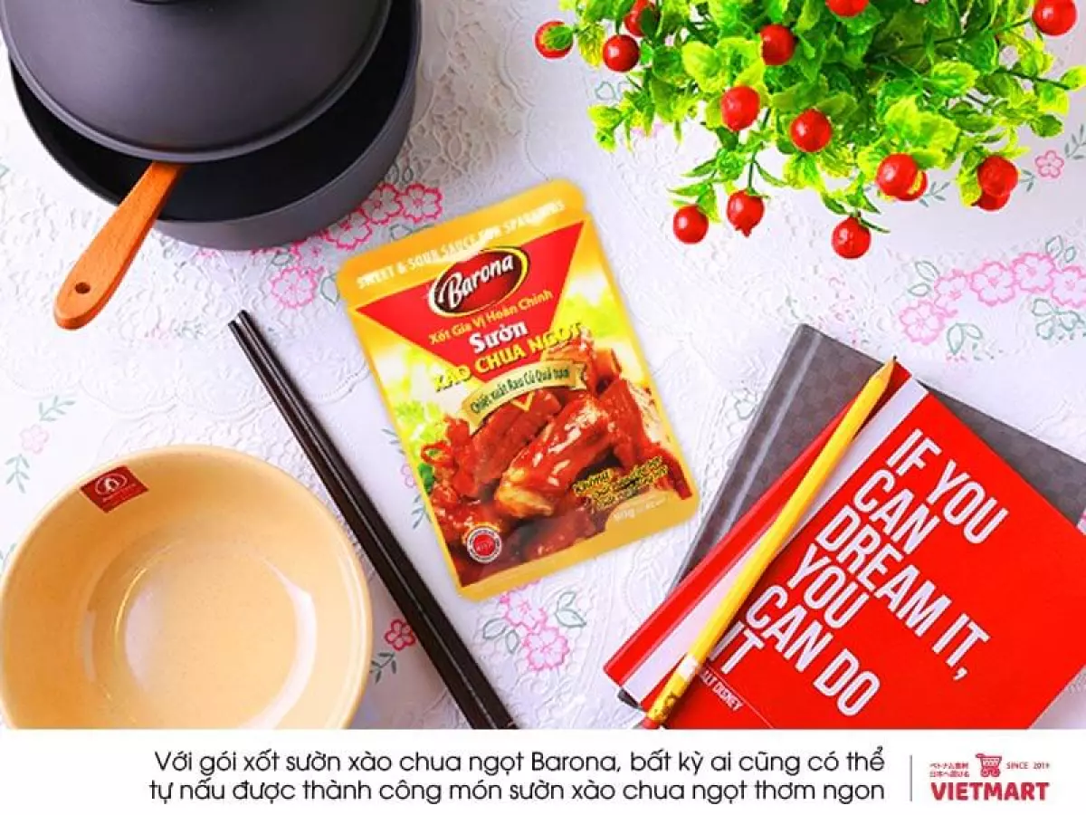 Nấu sườn xào chua ngọt với gói xốt sườn xào chua ngọt Barona - Vietmart - chợ Việt tại Nhật