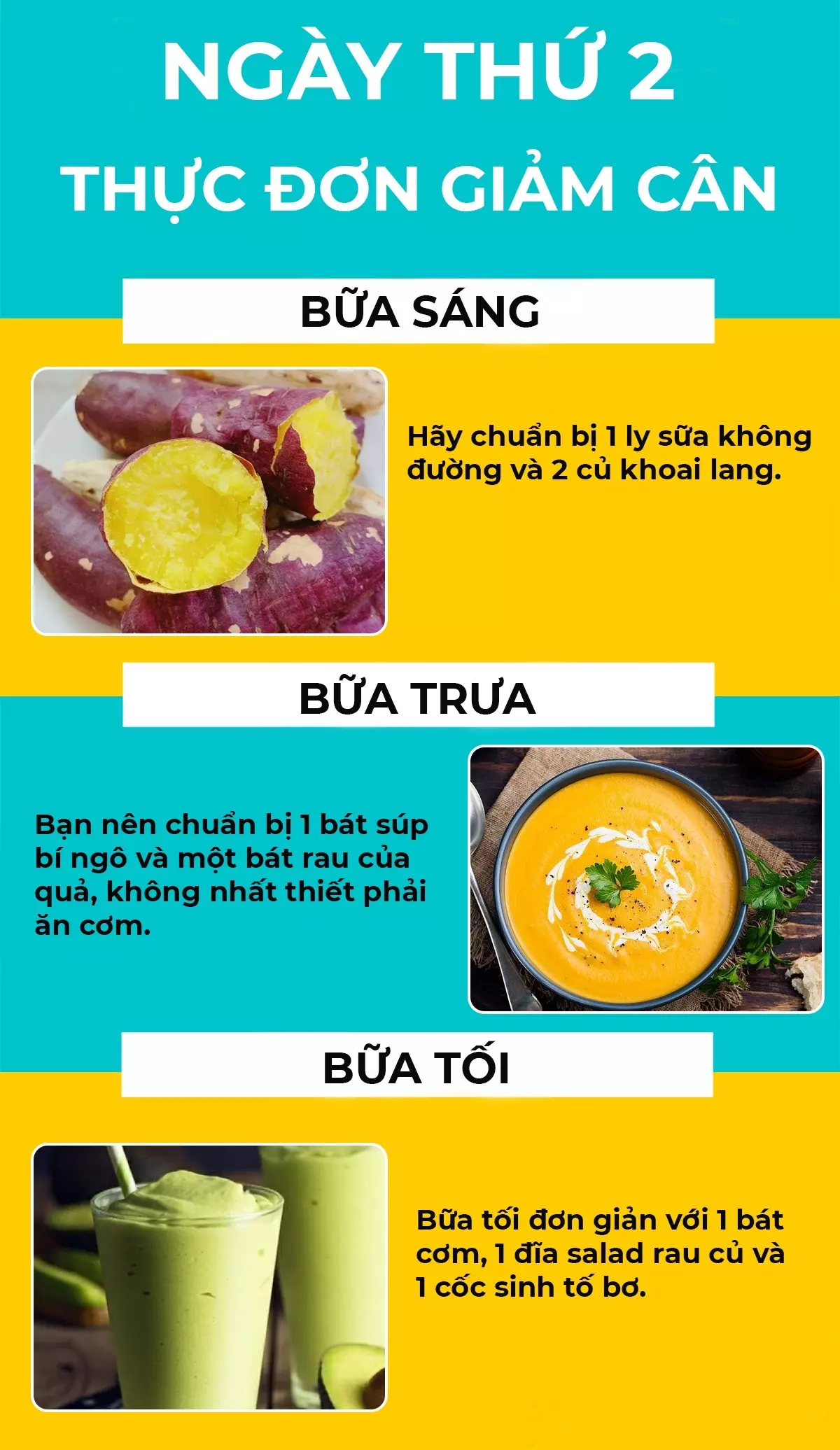 Thực đơn ngày thứ 2.