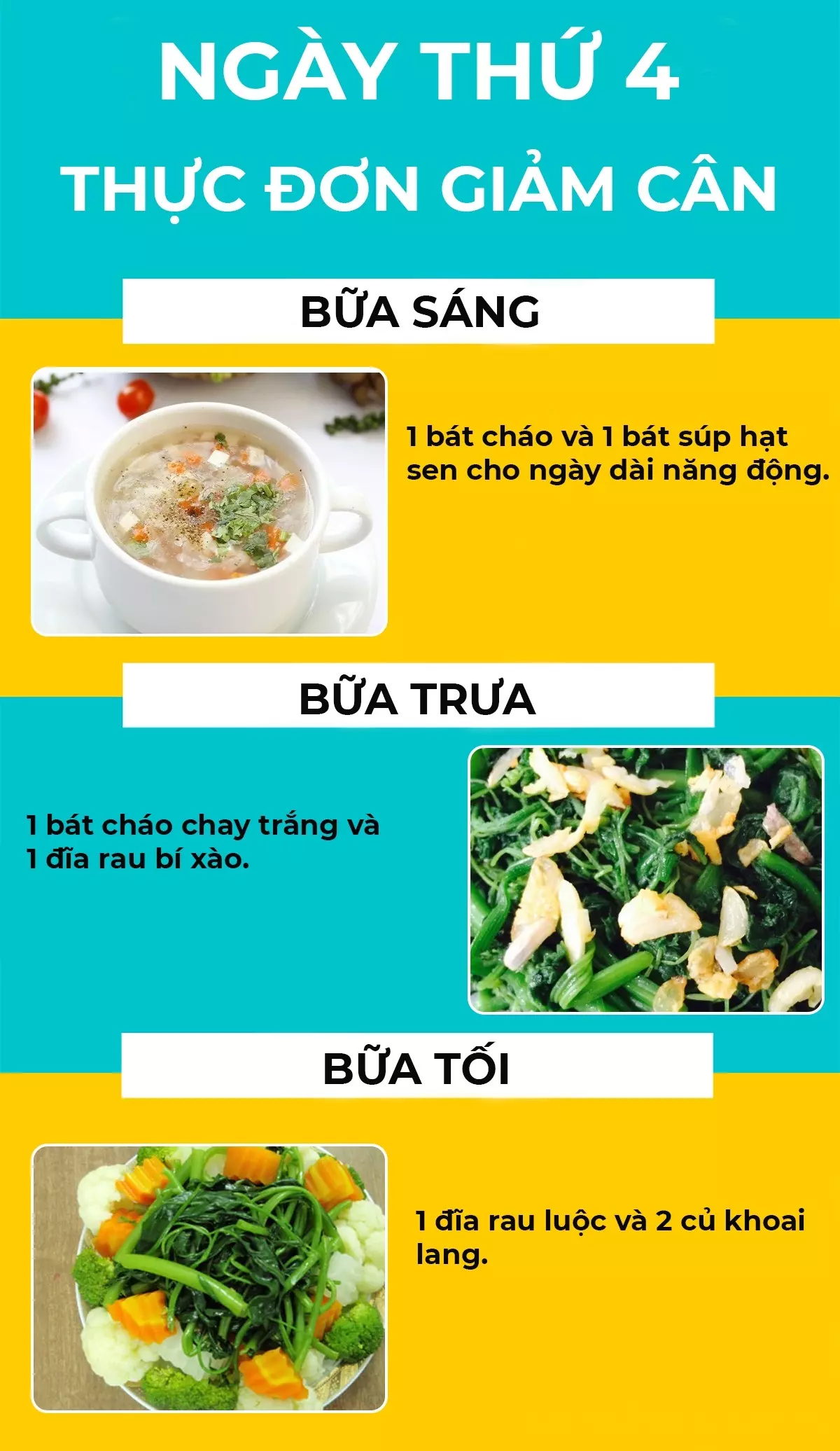 Thực đơn ngày thứ 4.