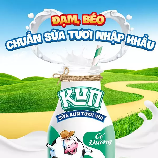 Thùng Sữa Kun Tươi Vui Có Đường hộp 180ml