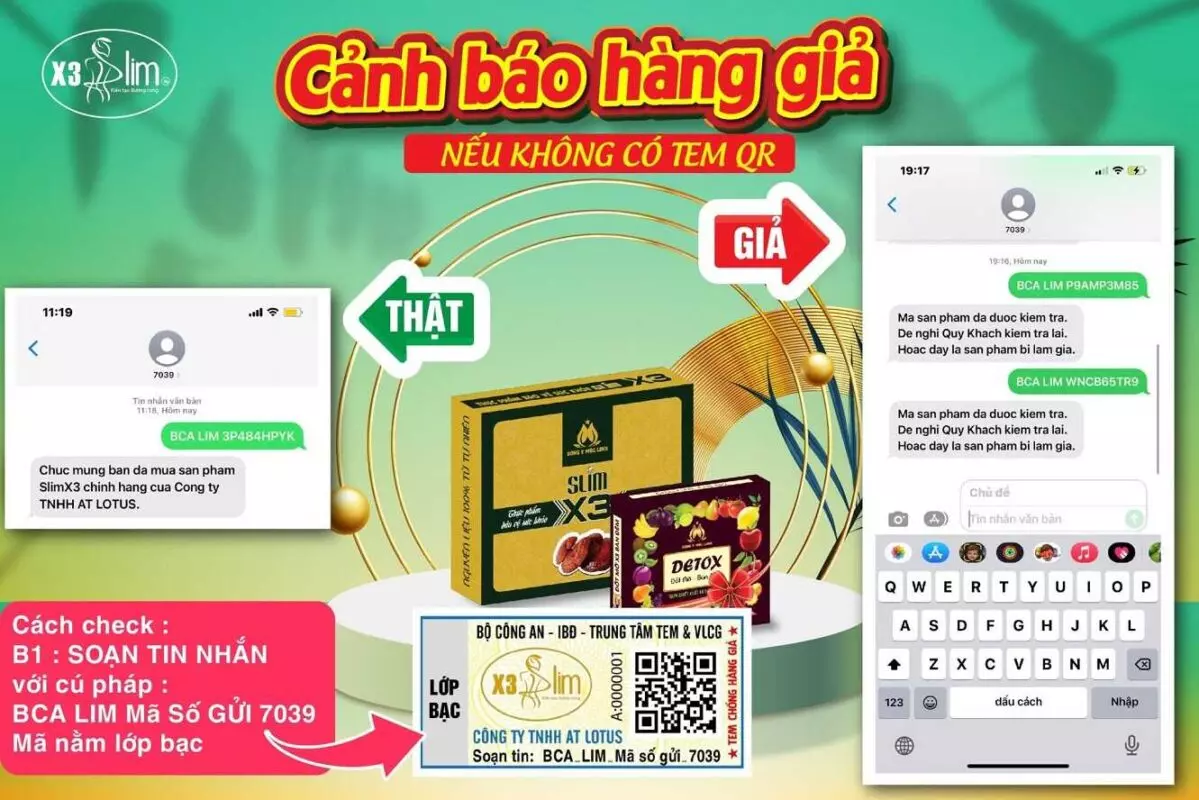 Hướng dẫn kiểm tra Giảm cân Slim X3 chính hãng qua QR Code Bộ công an