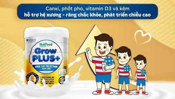 Sữa bột Nutifood Grow Plus Vàng 0+ cho trẻ từ 0-12 tháng lon 800g