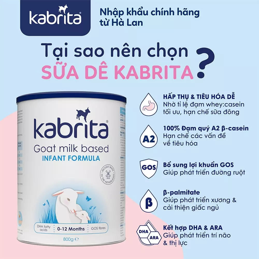 Ưu điểm nổi bật của sữa dê Kabrita số 1