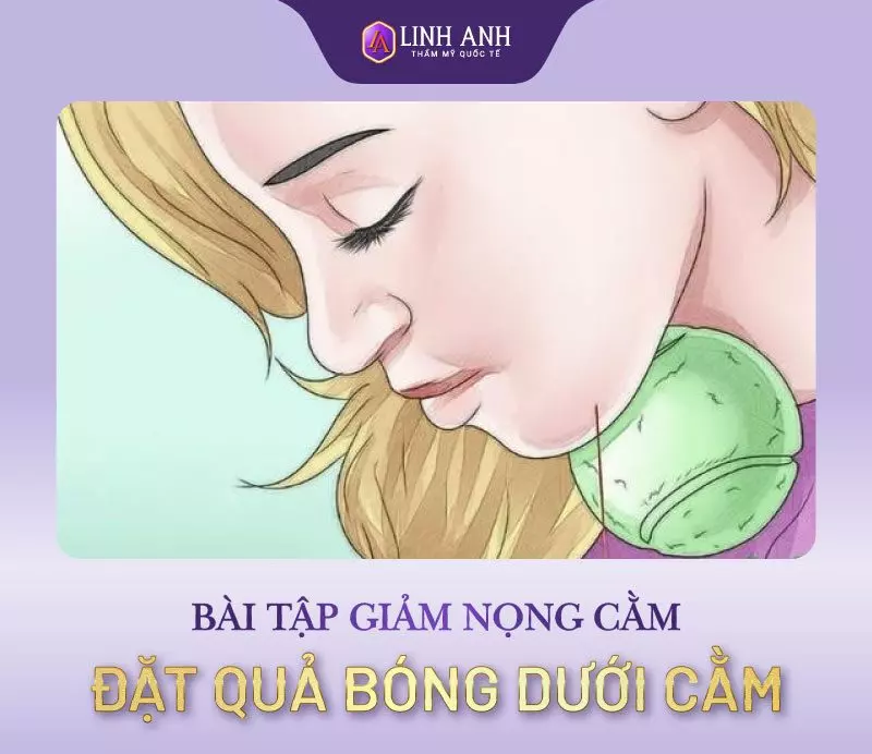 Bài tập giảm nọng cằm - Đặt quả bóng dưới cằm