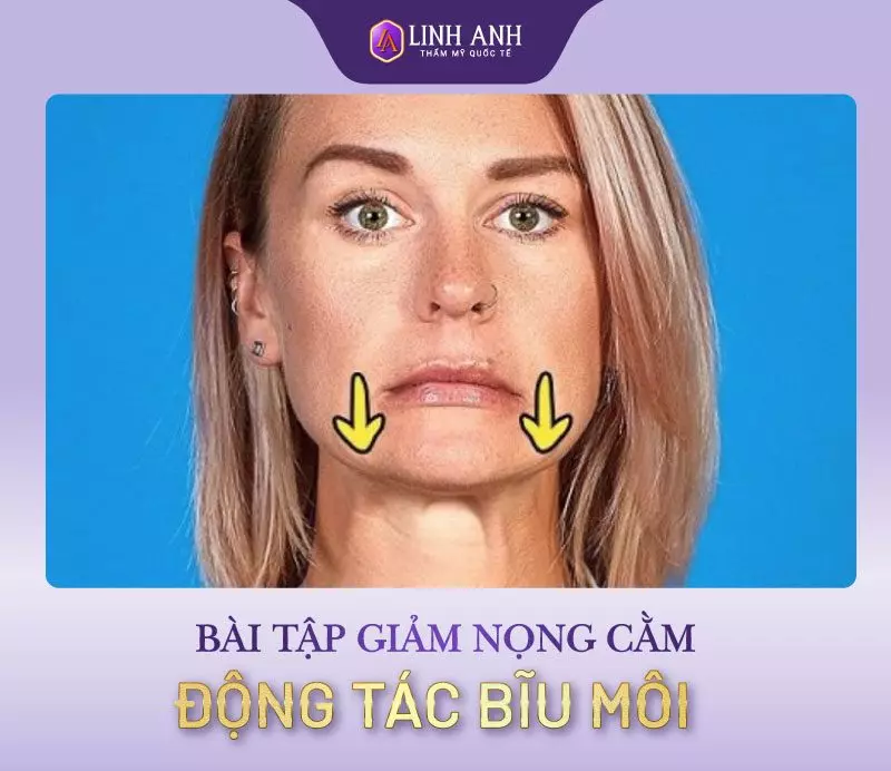 Bài tập giảm nọng cằm - Động tác bĩu môi