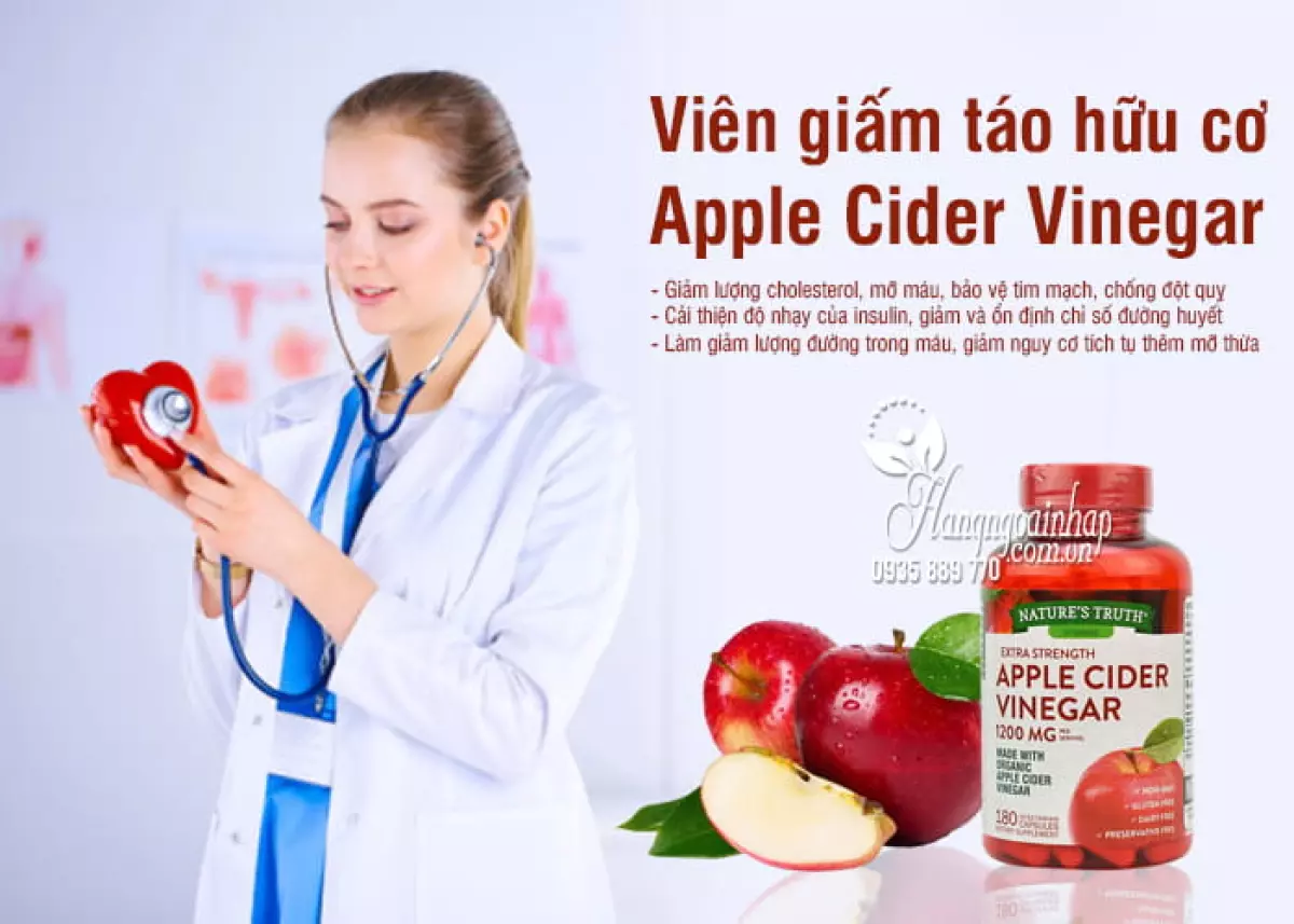 Viên giấm táo hữu cơ Apple Cider Vinegar 1200mg 180 viên