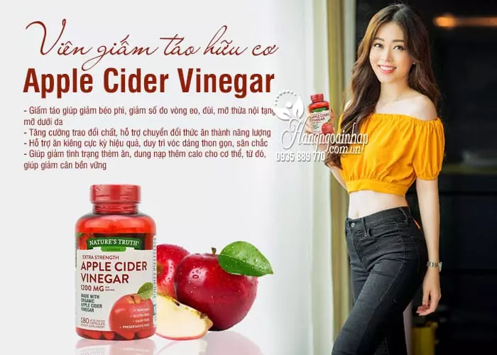 Viên giấm táo hữu cơ Apple Cider Vinegar 1200mg 180 viên