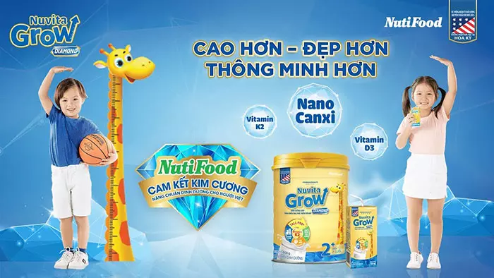 Nuvita Grow là dòng sữa tăng chiều cao cho bé 2 tuổi