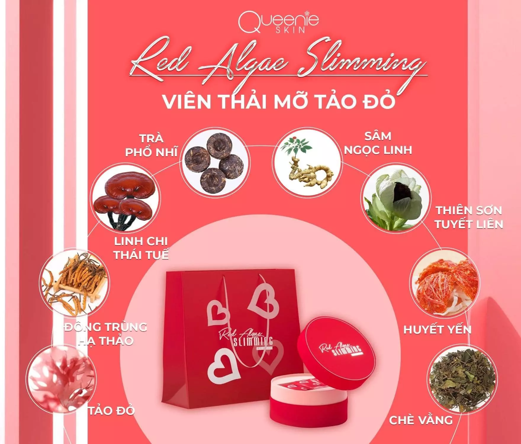 VIÊN UỐNG GIẢM CÂN TẢO ĐỎ QUEENIE SKIN