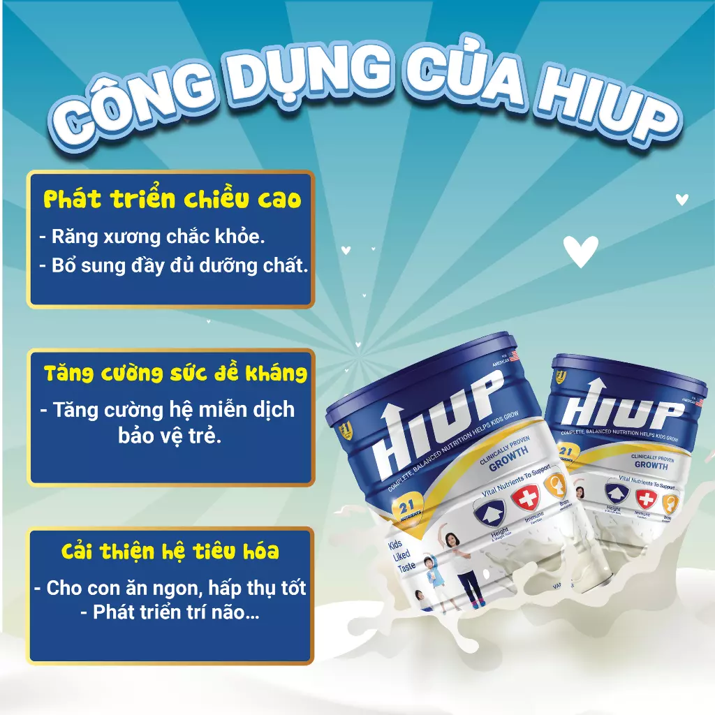 Công dụng của sữa tăng chiều cao HIUP