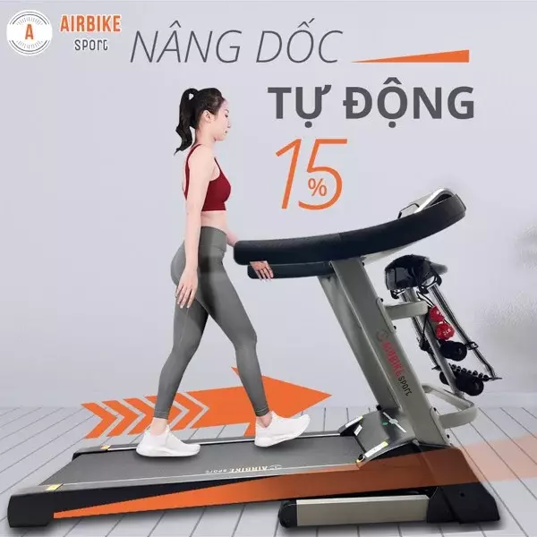 Nâng Dốc Tự động đến 15 độ - Máy Chạy Bộ Airbike Sport Mk338