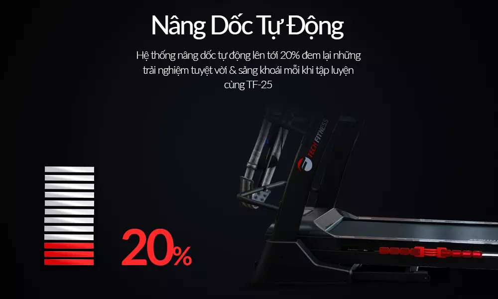 Độ nâng dốc tự động đạt 20%