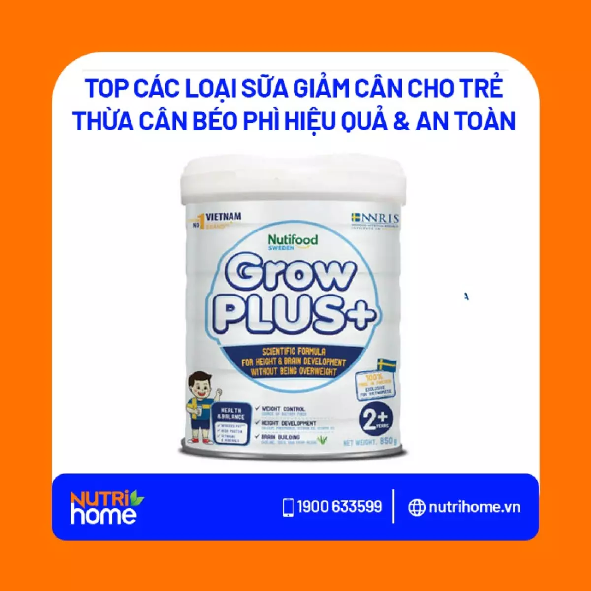 sữa giảm cân cho trẻ em, Sữa bột Nutifood Grow Plus Trắng