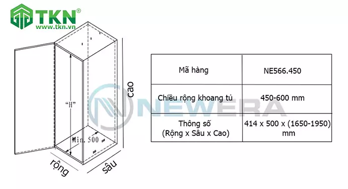 Thông số kích thước tủ đồ khô Newera NE566.450.