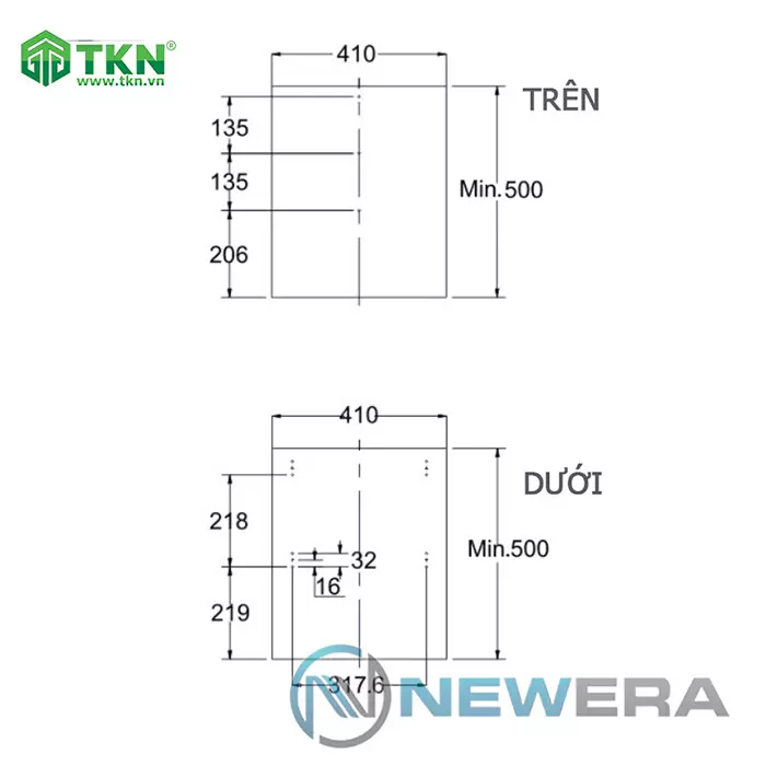 Kích thước tủ đồ khô Newera NE566.450.