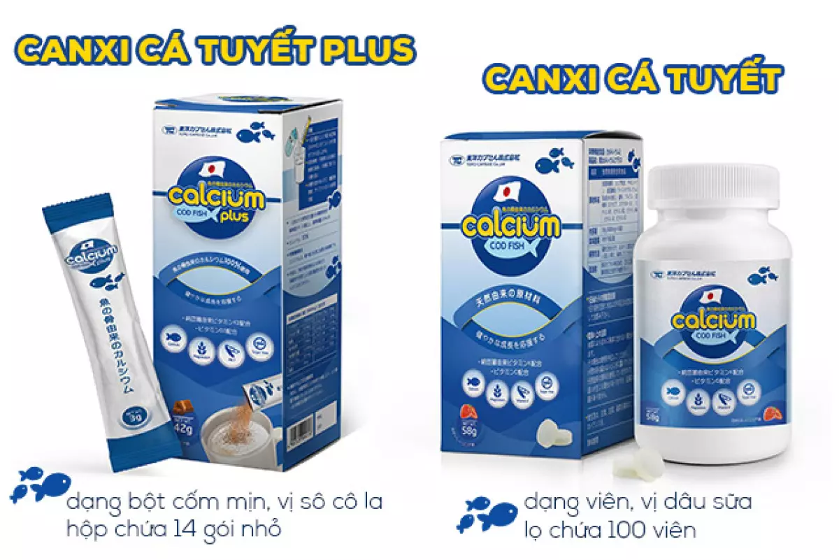 Canxi Cá Tuyết Plus và Canxi Cá Tuyết