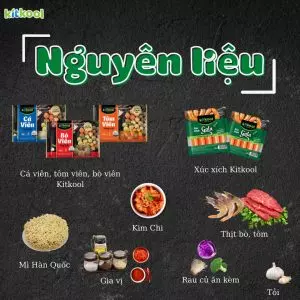 Nguyên liệu hướng dẫn nấu mì cay xúc xích, thịt viên ngon đúng vị Hàn Quốc