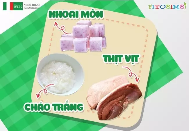 Cháo vịt khoai môn cho bé ăn dặm