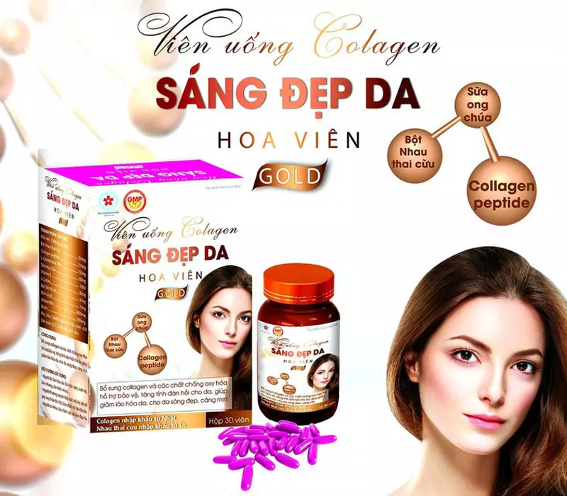 Viên uống Collagen Sáng Đẹp Da Hoa Viên Gold có bán tại Nhà Thuốc Thân Thiện