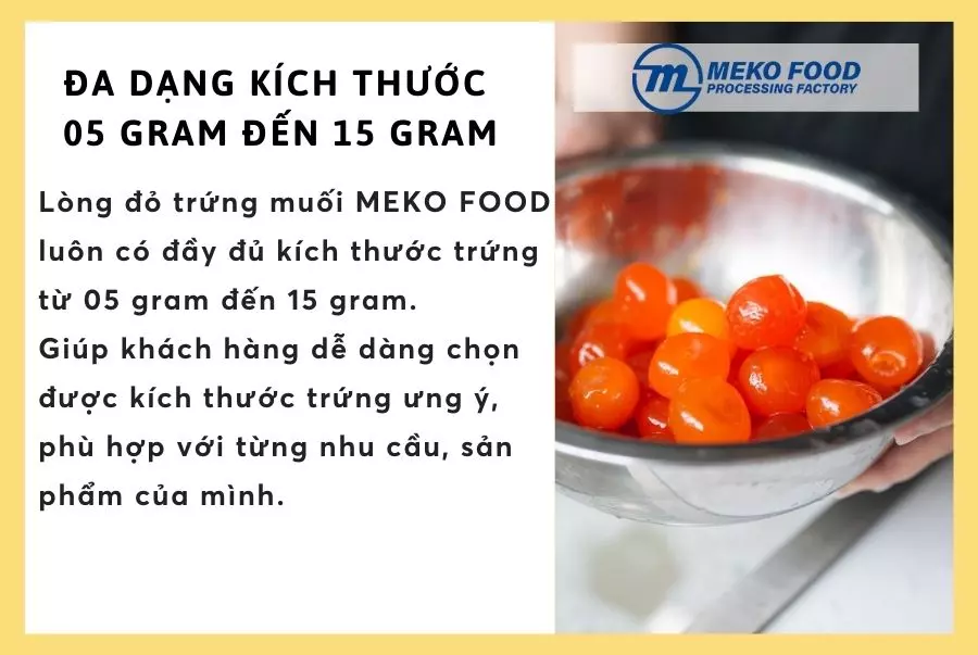 Lòng đỏ trứng muối hút chân không đa dạng kích thước