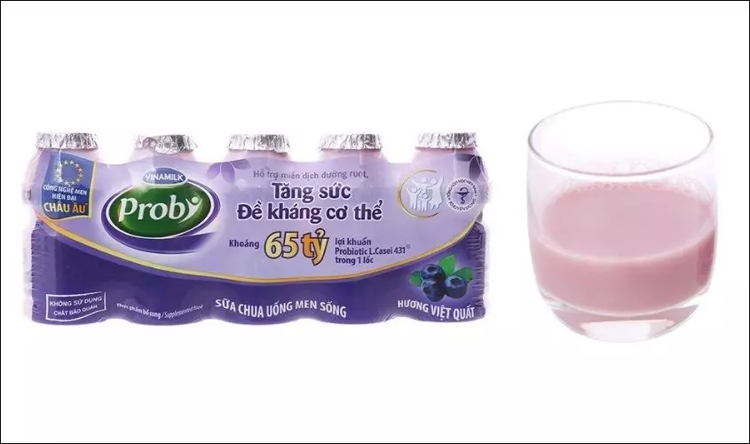 Lốc 5 chai sữa chua uống men sống Vinamilk Probi hương việt quất 65 ml