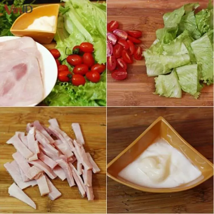 Nguyên liệu chế biến món salad thịt xông khói