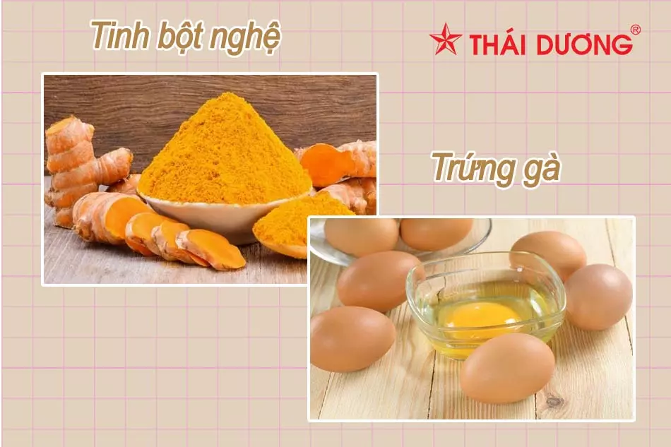 Tinh bột nghệ và trứng gà