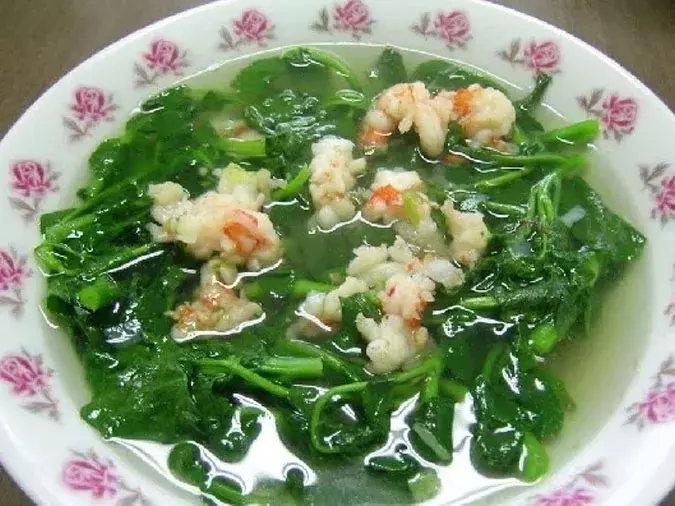 Canh cải xoong nấu tôm