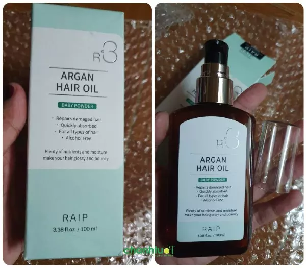 Trên tay chai dầu dưỡng tóc Argan Hair