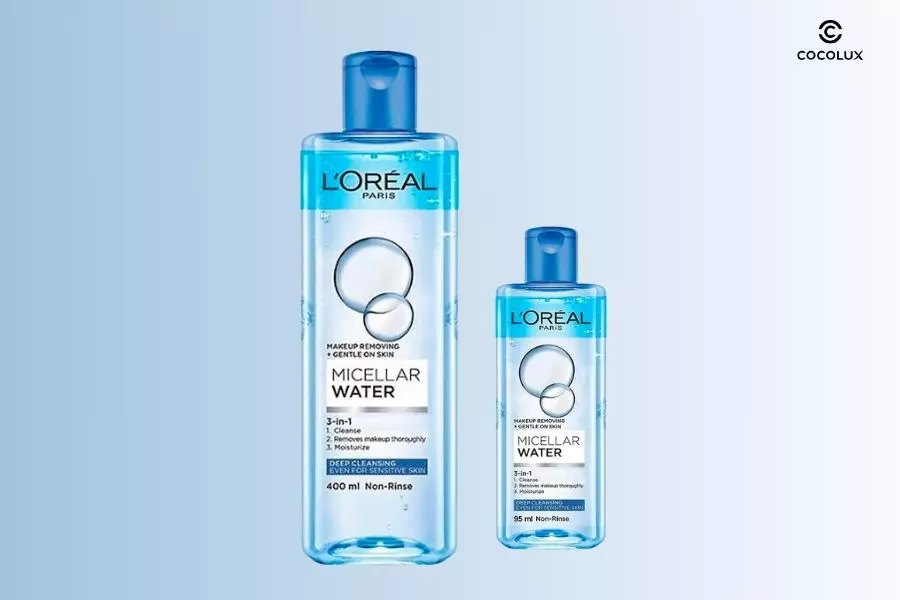 Nước Tẩy Trang Loreal Xanh Đậm Micellar Water Làm Sạch Sâu Trang Điểm có 2 dung tích là 90lm và 400ml