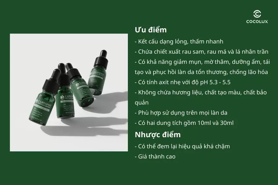 Tổng kết ưu điểm và nhược điểm của tinh chất Caryophy Portulaca Ampoule 3in1