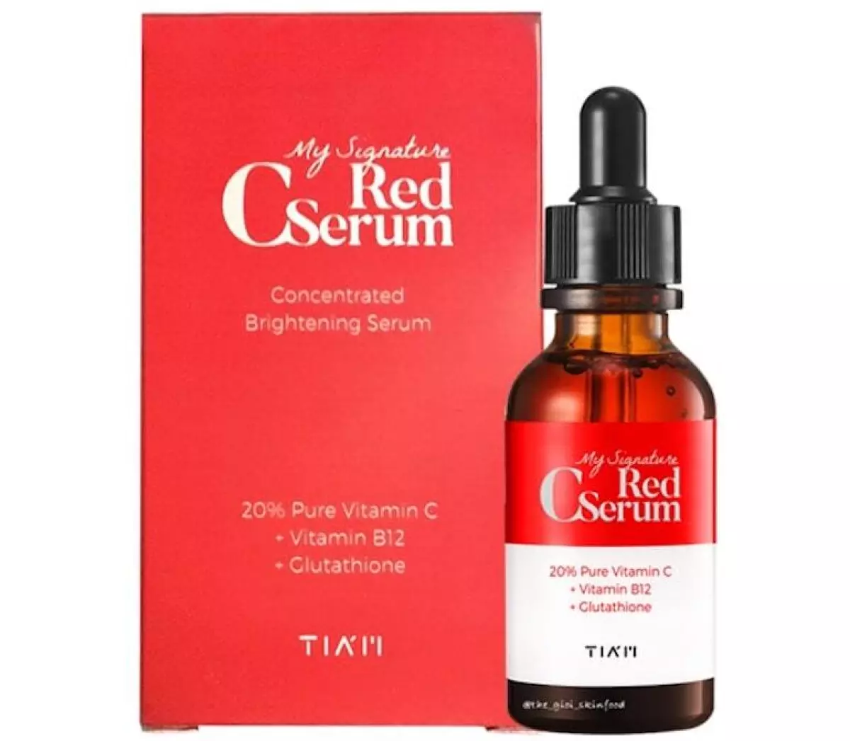 Serum Red C có thiết kế bao bì ở dạng hộp giấy bằng bìa cứng với gam màu đỏ rực vô cùng bắt mắt.