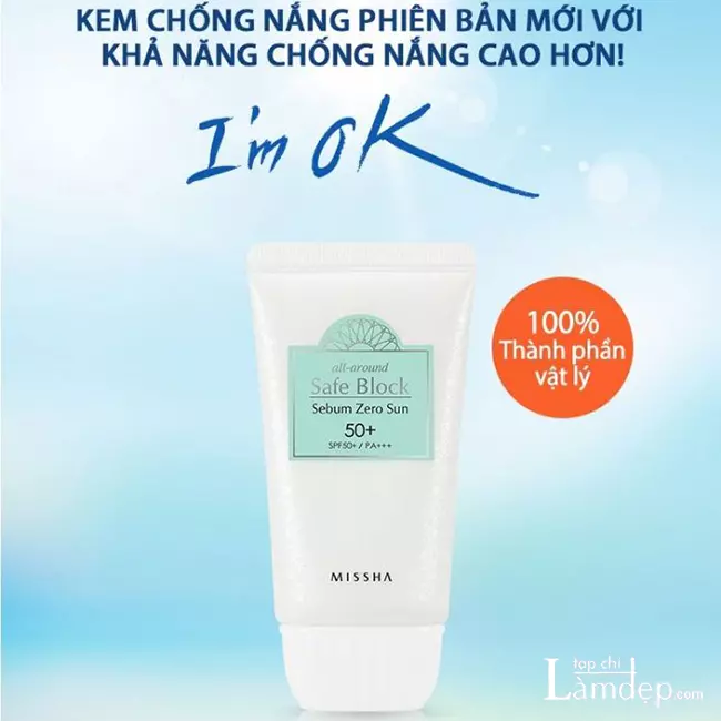 Kem chống nắng Missha All Around Safe Block Sebum Zero Sun Gel SPF 50+/PA+++ dành cho da dầu