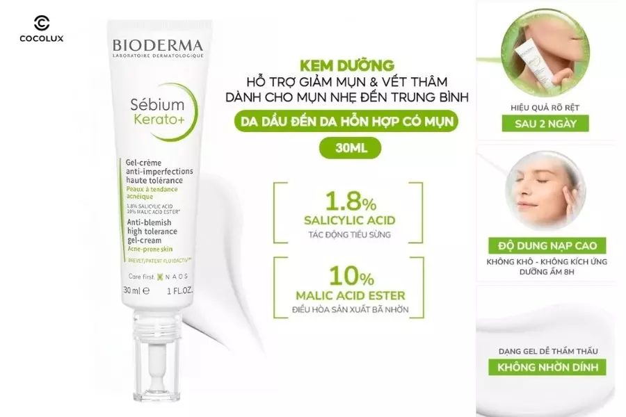 Ưu điểm của Kem dưỡng Bioderma Sebium Kerato