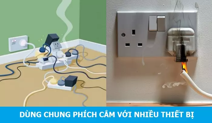 Dùng chung phích cắm với nhiều thiết bị gây giật điện