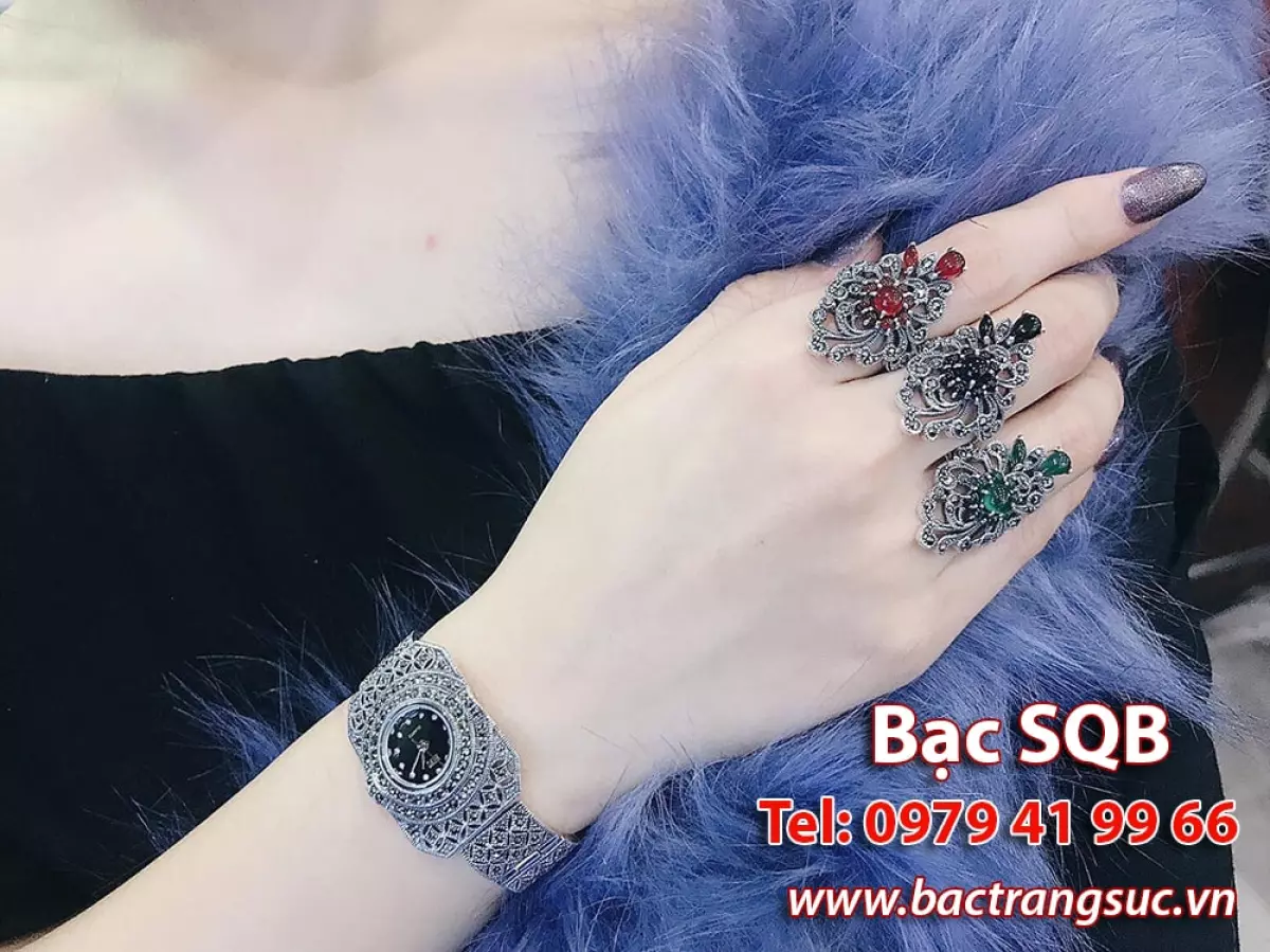 Bộ trang sức bạc đẹp tinh tế - Trang sức bạc SQB