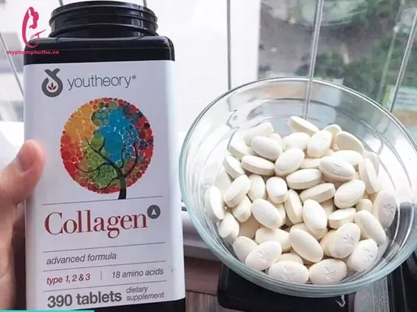 Thành phần Viên Uống Collagen + biotin Youtheory Mỹ 390 viên